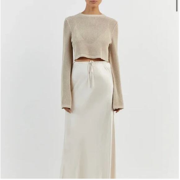 DISSH Ophelia Stone Long Bell Sleeve Crop Knit Top - Size Small - Picture 1 of 16